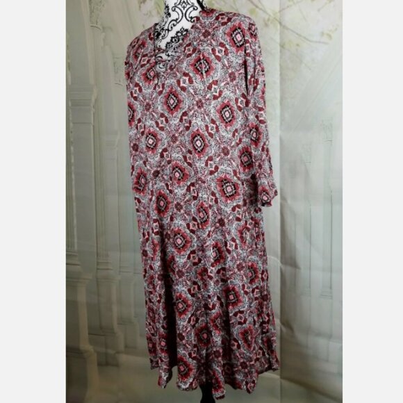 Rue 21 Mandala Medallion Print Dress - Lace UP, Stretch, 3/4 sleeves - Picture 8 of 9